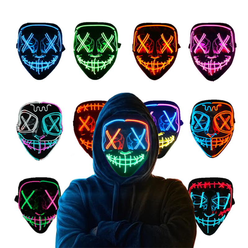أقنعة تنكرية لاسلكية مضيئة بال - مراجعة Led Purge Mask Halloween وسعره