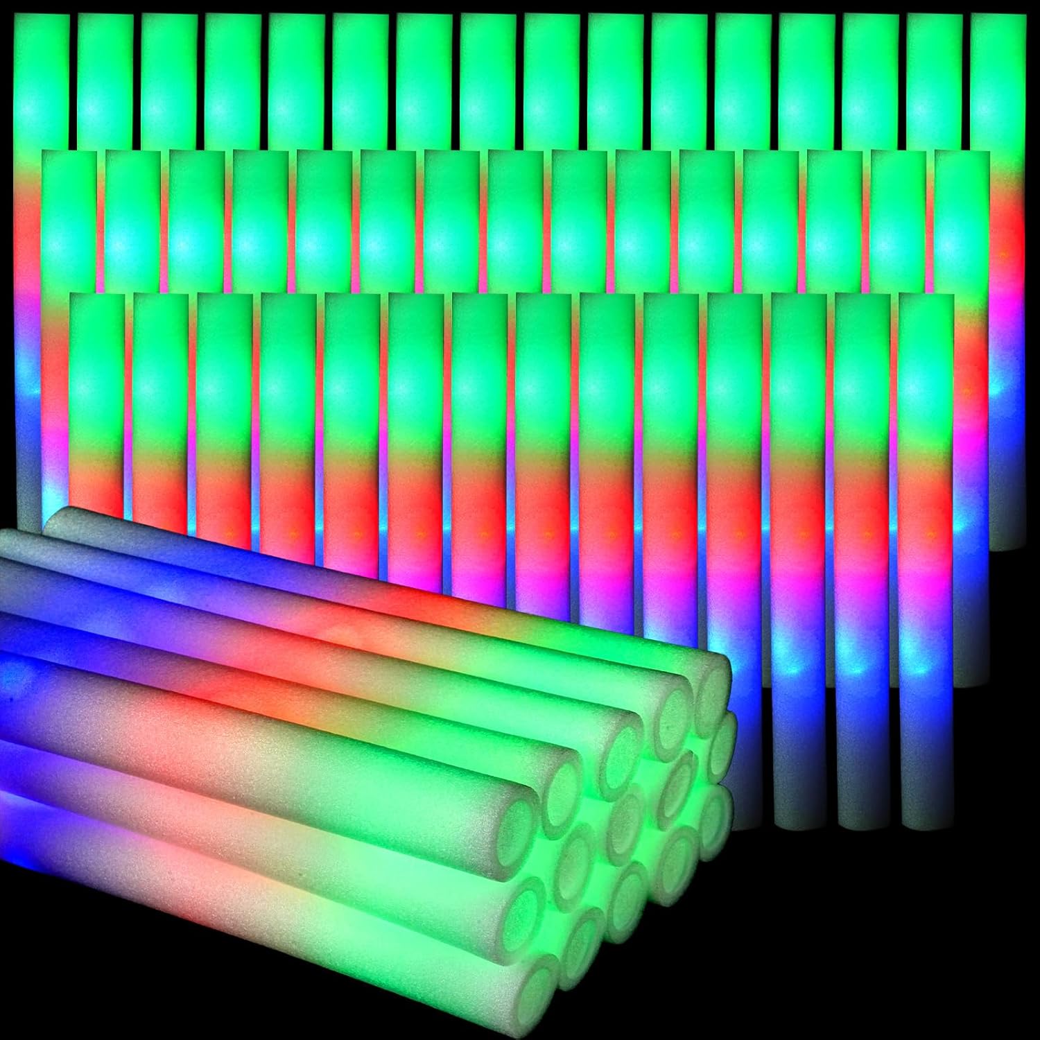 102 قطعة LED رغوة العصي يهتف أ - مراجعة Flashing Led Foam Sticks Party وسعره